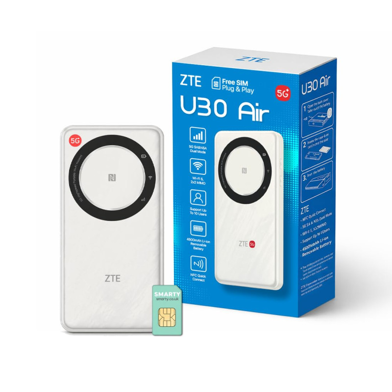Routeur de Poche Wi-FI ZTE U30AIR 5G – Connectivité 5G Haut débit, Wi-FI Double Bande, Streaming et Jeux fluides, Configuration Routeur de Poche Wi-FI ZTE U30AIR 5G – Connectivité 5G Haut débit, Wi-FI Double Bande, Streaming et Jeux fluides, Configuration