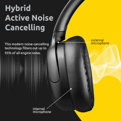 Intenso O400HA Casque Supra-auriculaire Hybride, réduction Active du Bruit, jusqu'à 75 Heures d'autonomie et Bluetooth 5.3, avec