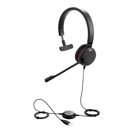 Jabra Evolve 30 II Casque Mono-Filaire certifié Microsoft Teams avec unité de contrôle d'appel, Microphone antibruit, indicateur