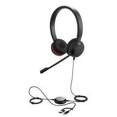Jabra Evolve 20 SE Casque stéréo certifié Communication unifiée pour téléphone Portable VoIP avec Suppression Passive du Bruit –