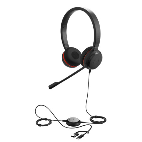 Jabra Evolve 20 SE Casque stéréo certifié Communication unifiée pour téléphone Portable VoIP avec Suppression Passive du Bruit –