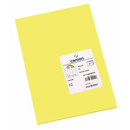 CANSON Iris Vivaldi - Paquet 50 feuilles de papier couleur A4 - 185g/m² - Vert lime