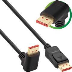 InLine® Câble DisplayPort 1.4, 8K4K, coudé vers le haut, noir/or, 1 m