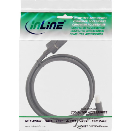 InLine® Câble DisplayPort 1.4 8K4K coudé vers le haut Noir/doré 3 m
