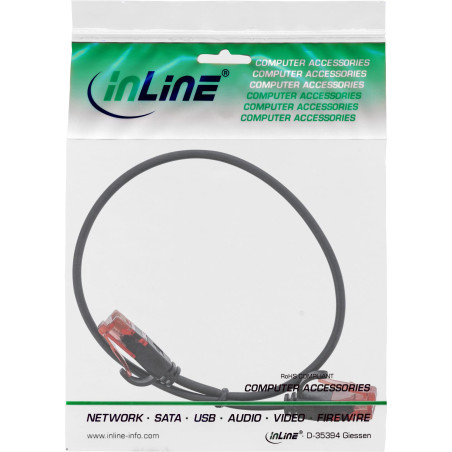InLine 71233S Câble patch fin U/UTP Cat. 6 Noir 0,3 m