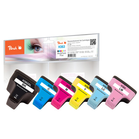 Peach PI300–507 Multi Pack (Noir, Jaune, Magenta, Cyan) Cartouches d'encre remanufacturée Pack Of 6