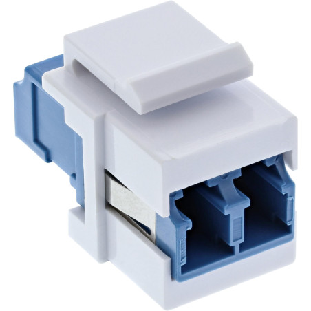 InLine 89988A LWL Keystone Embrayage Snap-in blanc, duplex LC/LC, Singlemode, bleu, douille en céramique