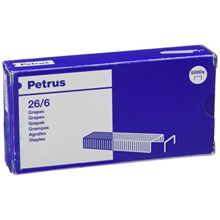 Petrus agrafes, Pour agrafer jusqu'à 30 feuilles, long de 6 mm, 5000 agrafes, Modèle 26/6, 55712