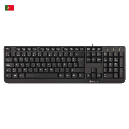 NGS FUNKYV3 Clavier USB avec 12 Touches Multimédia, Càble de 140cm et Fonction Plug&Play (QWERTY Portugais)