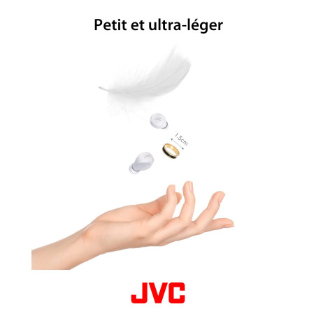 JVC Gumy Mini True Wireless Earbuds[Edition Exclusive pour Amazon], Petit, léger, 3 Modes sonores, Résistance à l'eau (IPX4), Lo