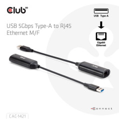 Club 3D CAC-1421 USB 5Gbps Type-A vers RJ45 Ethernet M/F