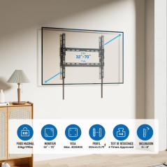 Ewent - Support Mural inclinable pour TV LCD de 37 à 70 Pouces - Capacité de Charge jusqu'à 35 kg - Support VESA Universel de 10