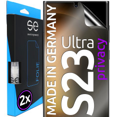 2x se® Film de Protection 3D Privacy pour Samsung Galaxy S23 Ultra, Auto-réparateur, Compatible Empreinte & FaceID, Installation