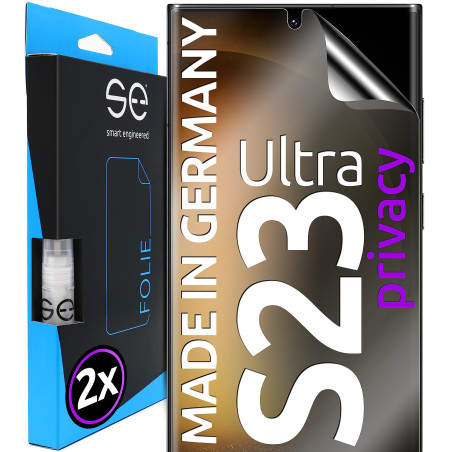 2x se® Film de Protection 3D Privacy pour Samsung Galaxy S23 Ultra, Auto-réparateur, Compatible Empreinte & FaceID, Installation