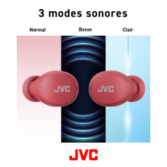 JVC Mini casque sans fil Gumy - Casque Bluetooth (5.1) petit et léger, avec 3 modes audio, résistance à l'eau (IPX4) et batterie