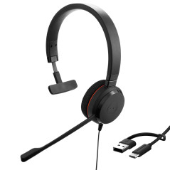 Jabra Evolve 20 Wired Headset (2025 Edition) - Casque Filaire à Une Oreille pour Le Bureau et Le Travail à Domicile - contrôle d