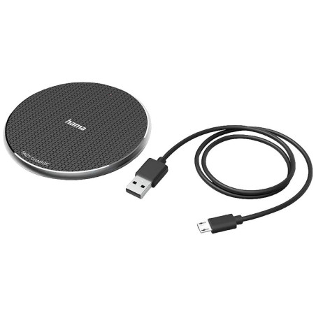 Hama Chargeur sans Fil 10W QI-FC10 (Chargeur Induction, 10 W, Chargeur sans Fil Cable USB-C pour Smartphone) Noir