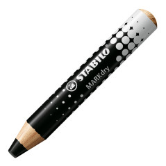 STABILO MARKdry - Crayon marqueur - Lot x 5 Crayons Ardoises et Tableaux blancs, Crayon Large à Mine XXL, Effaçable - noir