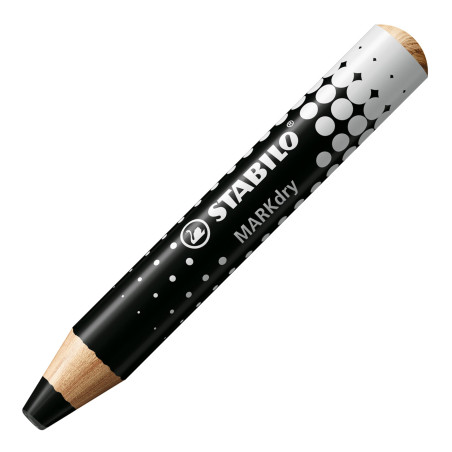 STABILO MARKdry - Crayon marqueur - Lot x 5 Crayons Ardoises et Tableaux blancs, Crayon Large à Mine XXL, Effaçable - noir