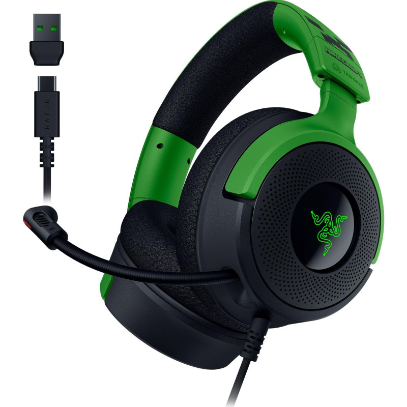 Razer Kraken V4 X Minecraft Edition - Casque de Jeu PC USB Filaire (Drivers Triforce 40mm, Micro cardioïde rétractable, Son Surr Razer Kraken V4 X Minecraft Edition - Casque de Jeu PC USB Filaire (Drivers Triforce 40mm, Micro cardioïde rétractable, Son Surr