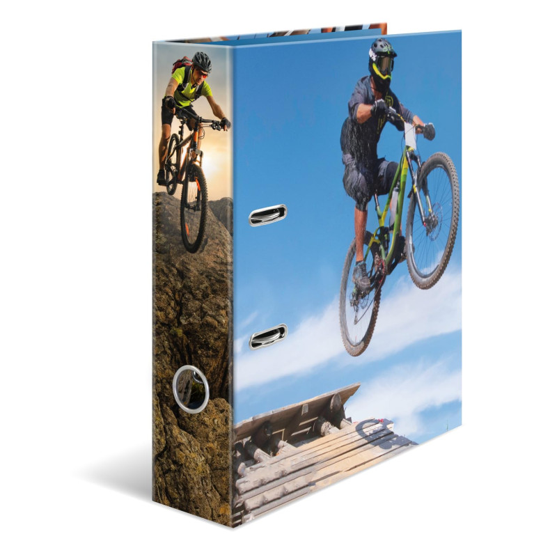 HERMA Classeur à levier A4 pour vélo de montagne, tranche de 70 mm, classeur robuste avec motif sport, finition brillante et imp HERMA Classeur à levier A4 pour vélo de montagne, tranche de 70 mm, classeur robuste avec motif sport, finition brillante et imp