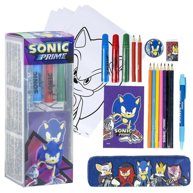 Set de Papeterie inspiré par Sonic Prime - Couleur Bleue - 11 x 24 x 9,5 cm - Comprend Tout ce qu'il Faut pour colorier - Produi Set de Papeterie inspiré par Sonic Prime - Couleur Bleue - 11 x 24 x 9,5 cm - Comprend Tout ce qu'il Faut pour colorier - Produi