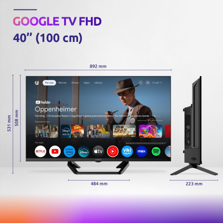 STRONG - Télévision 40 Pouces (100 cm) Full HD SRT40FG6733C - TV Connectée sous Android TV - Image Exceptionnelle - Triple Tuner