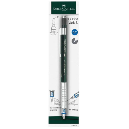 Faber-Castell 135700 - Porte-mine TK-FINE VARIO L, épaisseur de mine: 0,7 mm, couleur du corps: vert
