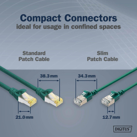 DIGITUS Câble LAN Cat 6A - 3 m - Version Slim AWG 32/7-10 Gbit/s - Câble réseau RJ45 - F/FTP - PoE+ - LSZH - Compatible avec Cat