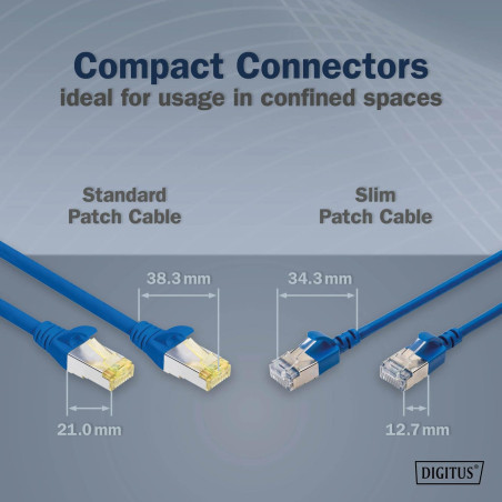 DIGITUS Câble LAN Cat 6A - 2 m - Version Slim AWG 32/7-10 Gbit/s - Câble réseau RJ45 - F/FTP - PoE+ - LSZH - Compatible avec Cat