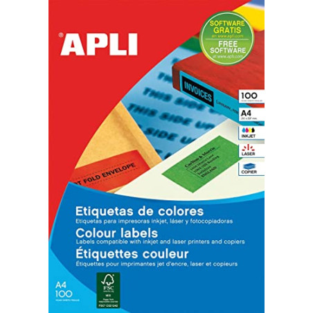 APLI 12993 Étiquettes rouges permanentes 105,0 x 148,0 mm 20 feuilles