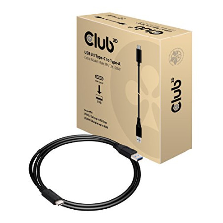 club3D Câble USB USB 3.2 Gen1 (USB 3.0) USB-C mâle, USB-A mâle 1.00 m Noir CAC-1523