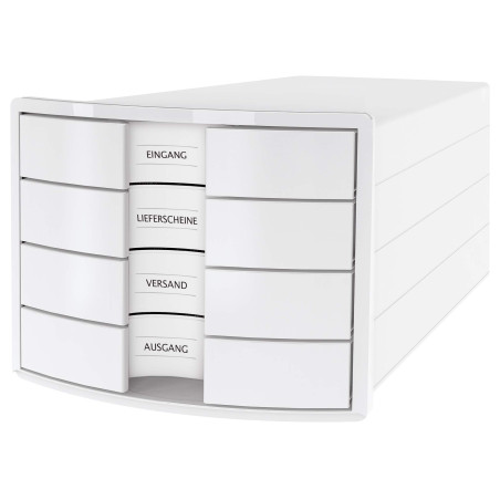 IMPULS Boîte de rangement 4 tiroirs fermés Blanc Format A4/C4
