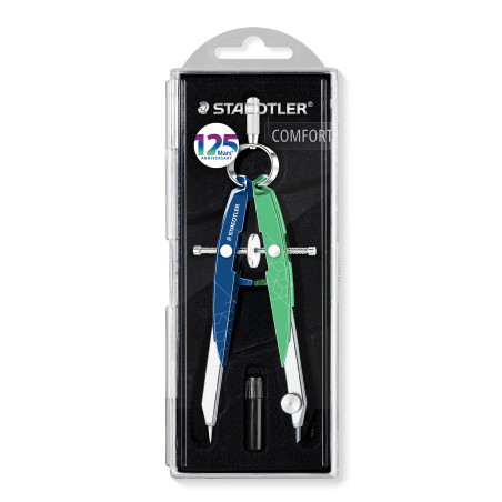 STAEDTLER Mars Comfort 556 00-MA1 Compas de géométrie de précision, tête ronde et vis centrale, compas Mars Comfort 556 Mars Édi