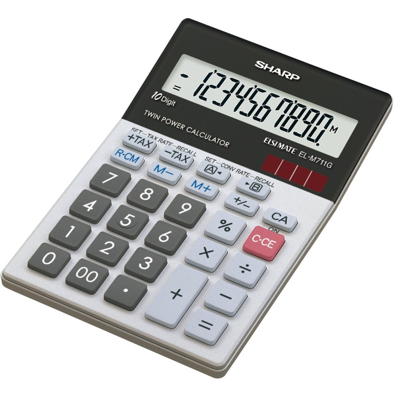 Sharp Calculatrice EL m711g, Pile/Solaire, 100 x 151.5 x 33 mm, Noir/Blanc ELM711GGY Sharp Calculatrice EL m711g, Pile/Solaire, 100 x 151.5 x 33 mm, Noir/Blanc ELM711GGY
