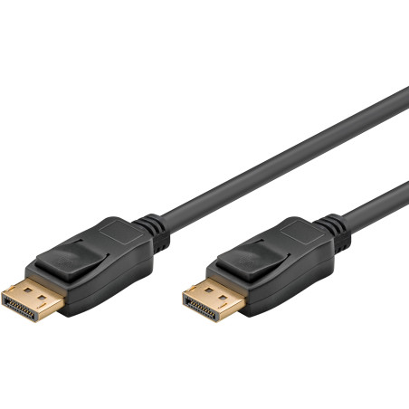 goobay Câble de connexion DisplayPort 1.4 3 m [3D, 8K @ 60Hz (4320p), contacts plaqués or, avec verrouillage 64799