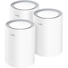 Cudy Système maillé WiFi 7 double bande BE3600, 3,6 Gbit/s, couverture 7 000 m², 3 ports Gigabit, multi-VPN, contrôle par applic