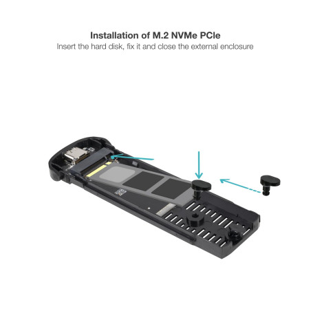 TooQ TQE-2201B - Boîtier Externe pour SSD M.2 NVMe, Aluminium, Noir