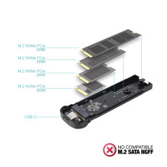 TooQ TQE-2201B - Boîtier Externe pour SSD M.2 NVMe, Aluminium, Noir