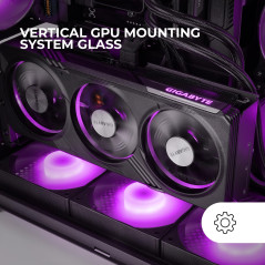 Mars Gaming MC-3GF, Boîtier Gaming ATX, Triple Verre Trempé, 2X Ventilateurs ARGB Arrière 120mm, Montage Vertical des Cartes Gra
