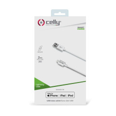 CELLY USBIP52M Câble de données pour Smartphone Blanc 2 m