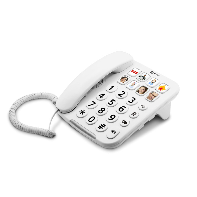 Geemarc PhotoPHONE 110 - Téléphone Fixe à Grosses Touches avec Volume de Réception Amplifié, Boutons Photo Personnalisables et H Geemarc PhotoPHONE 110 - Téléphone Fixe à Grosses Touches avec Volume de Réception Amplifié, Boutons Photo Personnalisables et H