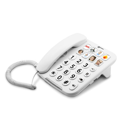 Geemarc PhotoPHONE 110 - Téléphone Fixe à Grosses Touches avec Volume de Réception Amplifié, Boutons Photo Personnalisables et H