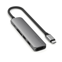 SATECHI 6 en 1 Hub USB C Slim Plus Adaptateur Multiport avec Charge PD 100W, HDMI 4K@60Hz, 2X Ports USB-A 10Gbps, SD/microSD pou