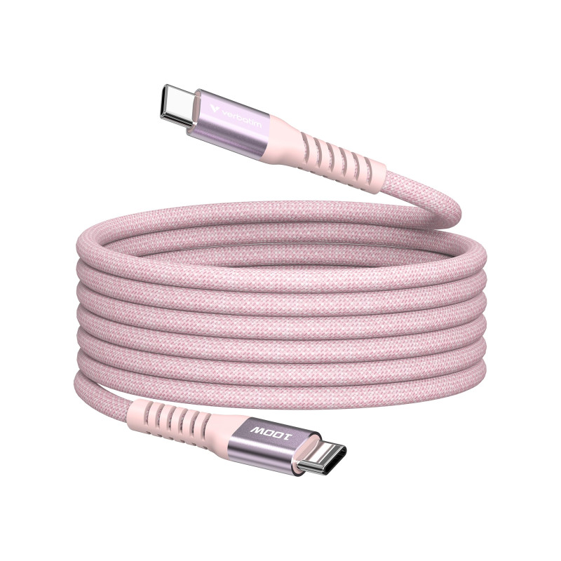 Verbatim Sync & Charge 100W Câble de Charge USB C PD 3.0 Câble USB C vers USB C 120cm Charge Rapide Compatible avec iPhone 16 Pr