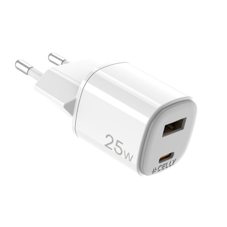 Celly UPTC1USB1USBC25 Pièce Chargeur téléphonie mobile blanc gris