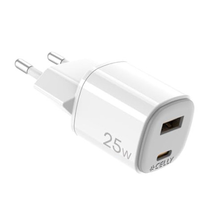 Celly UPTC1USB1USBC25 Pièce Chargeur téléphonie mobile blanc gris