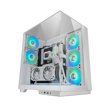 Mars Gaming MC-3GF, Boîtier Gaming ATX, Triple Verre Trempé, 2X Ventilateurs ARGB Arrière 120mm, Montage Vertical des Cartes Gra