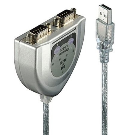 LINDY - Convertisseur de Port Série USB vers 2 RS232 avec Câble Adaptateur de 0.6 m, Chipset FTDI pour Les Périphériques de Port