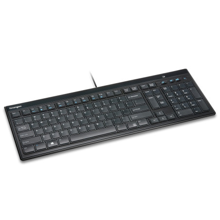 Kensington 948067 Advance Fit - Clavier fin et silencieux avec câble de taille normale, touches multimédias pour le contrôle du